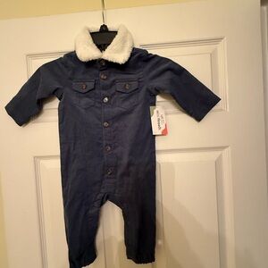 Kids Blue One Piece with Faux Fur Collar